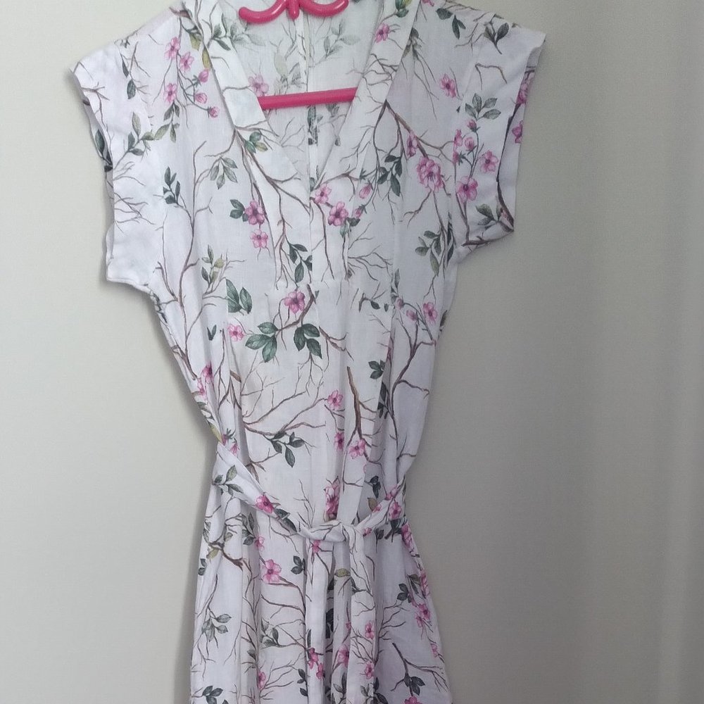 Pretty Piazza Del Tempio Italy, Floral Linen Jumpsuit Size XS